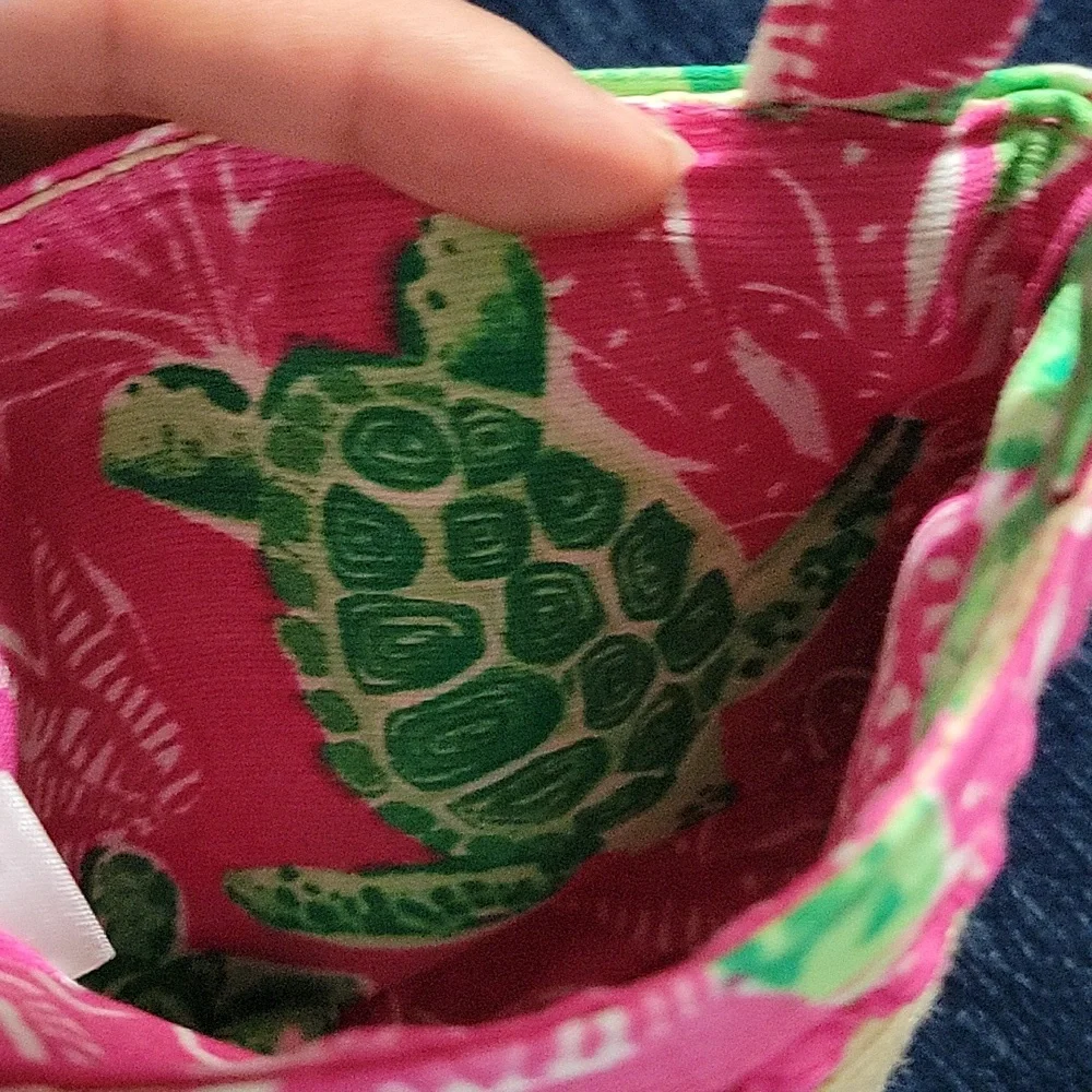 Tommy Bahama Kids Straw Tote with Pink and Green Accents